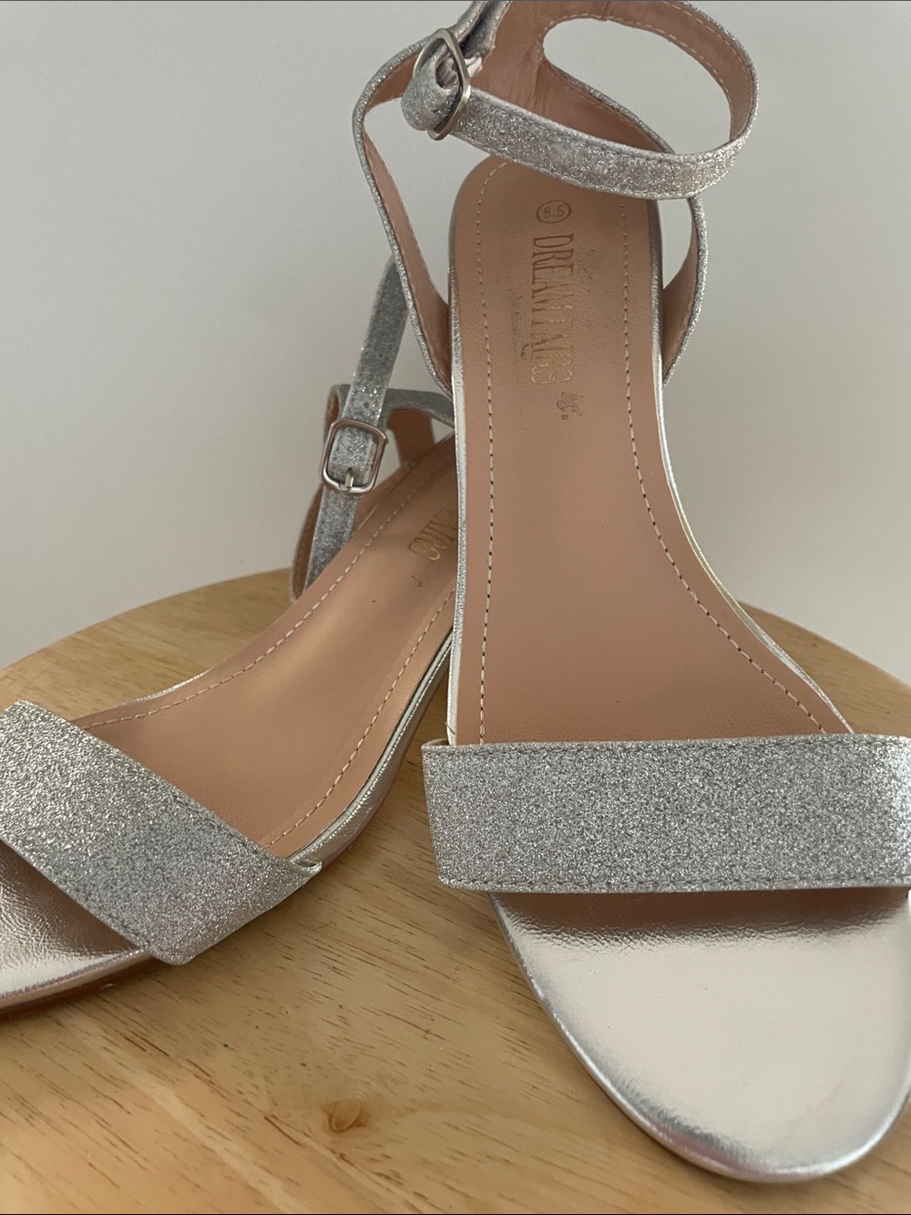 Dream Pairs Silver Glitter Ankle-Strap Sandals for Women